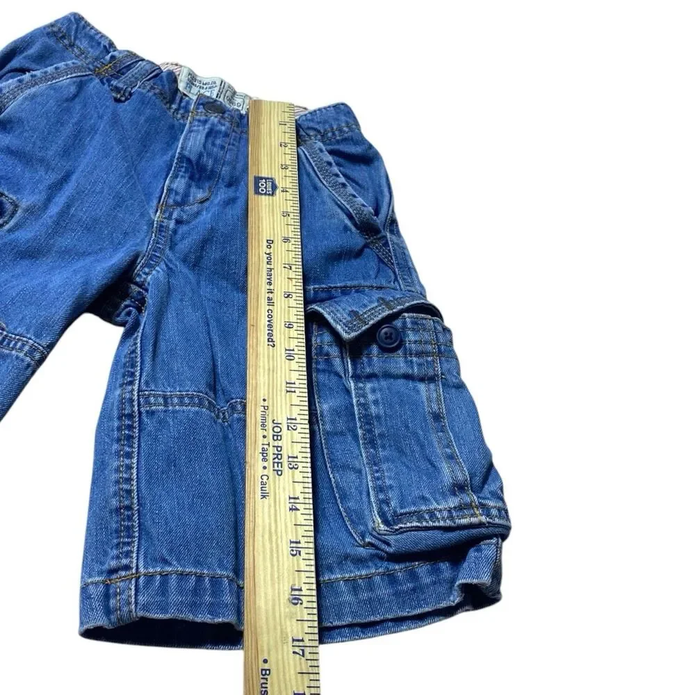 Vintage 90s Jean Cargo Shorts Boys Size 7/ 22'' Waist Blue Baggy Skater Hip Hop